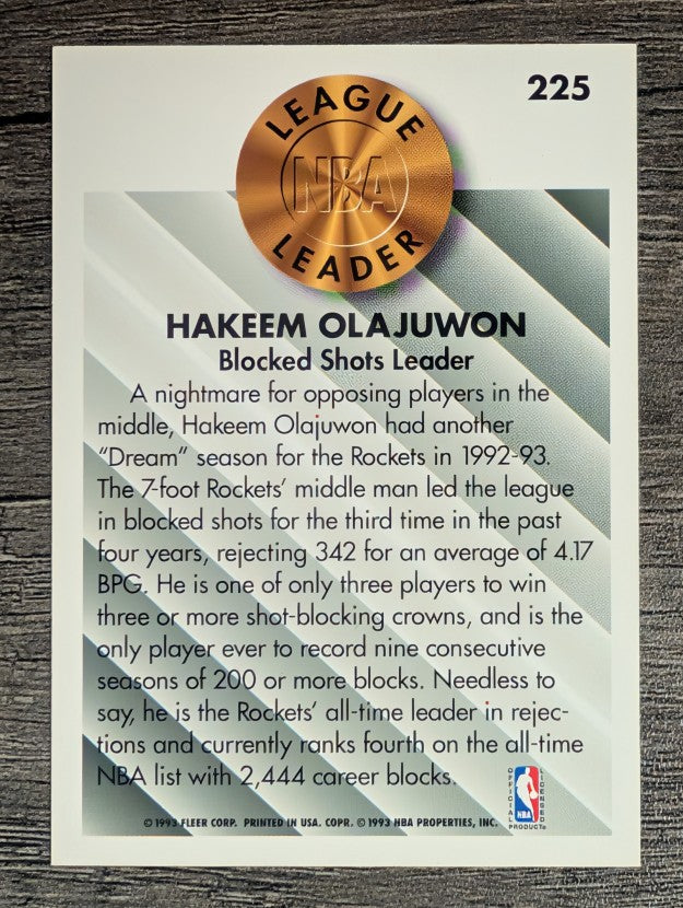 1993-94 Fleer #225 Hakeem Olajuwon LL
