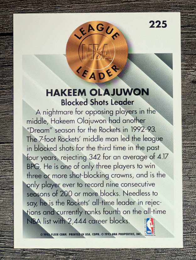 1993-94 Fleer #225 Hakeem Olajuwon LL