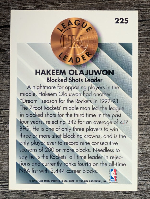 1993-94 Fleer #225 Hakeem Olajuwon LL