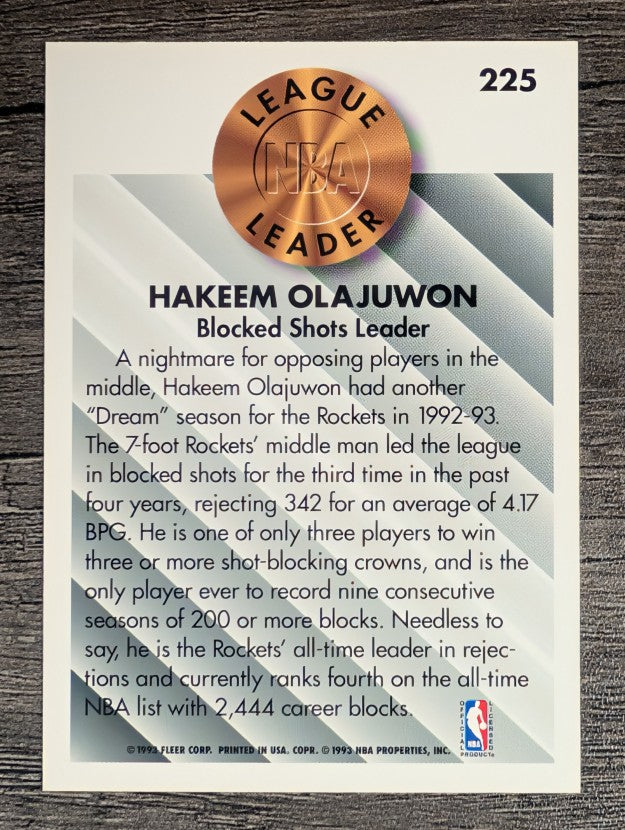 1993-94 Fleer #225 Hakeem Olajuwon LL