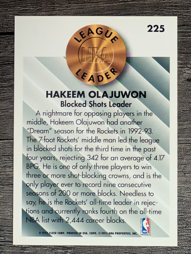 1993-94 Fleer #225 Hakeem Olajuwon LL