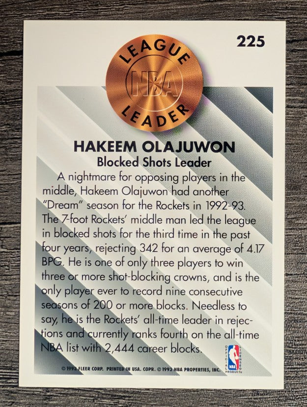 1993-94 Fleer #225 Hakeem Olajuwon LL