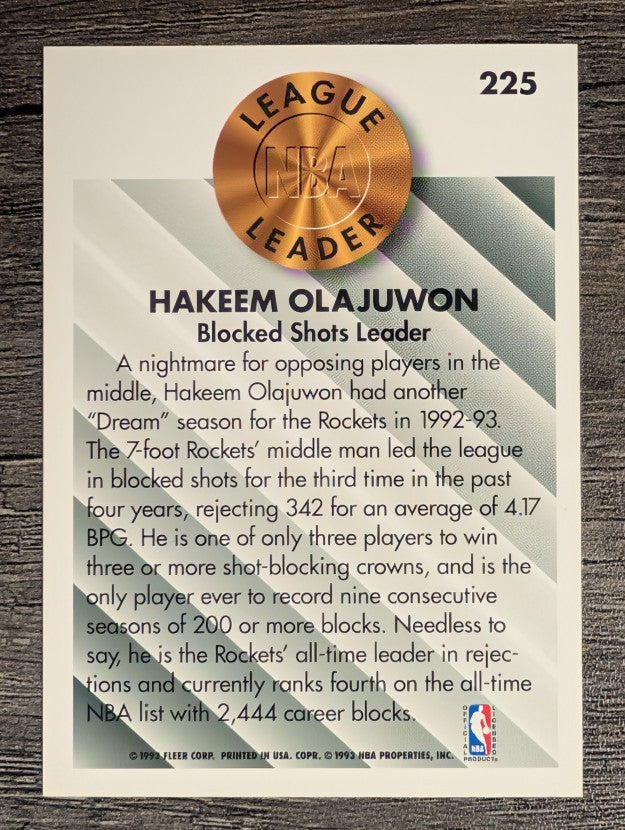 1993-94 Fleer #225 Hakeem Olajuwon LL