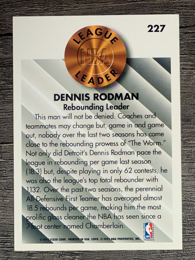 1993-94 Fleer #227 Dennis Rodman LL (NM)