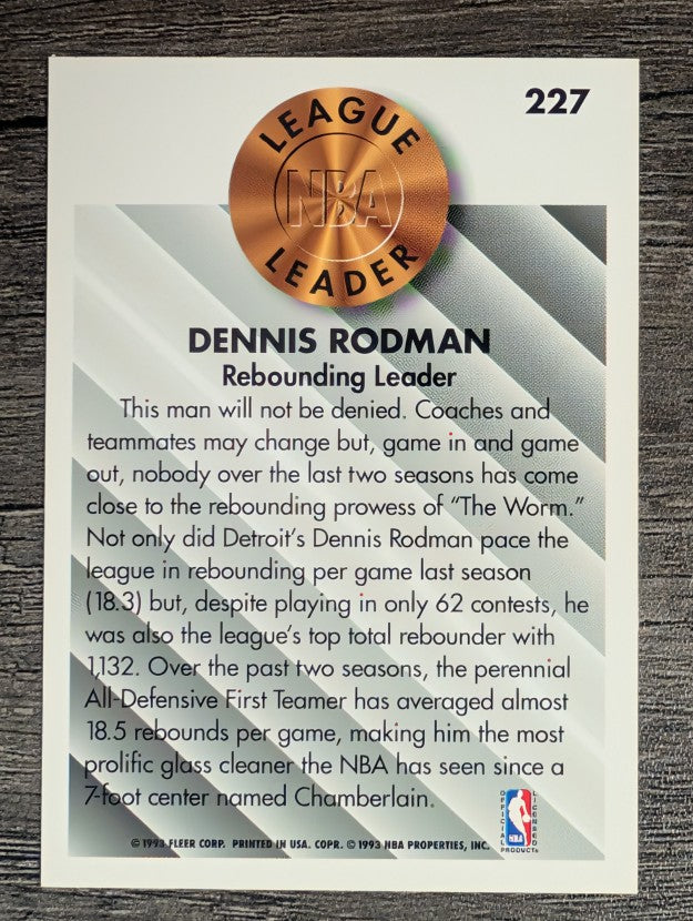 1993-94 Fleer #227 Dennis Rodman LL