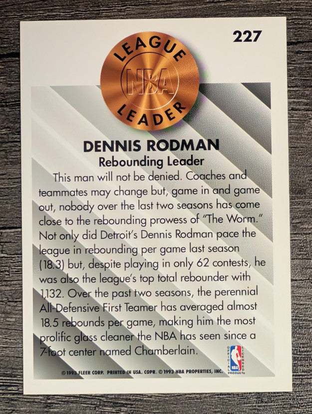 1993-94 Fleer #227 Dennis Rodman LL