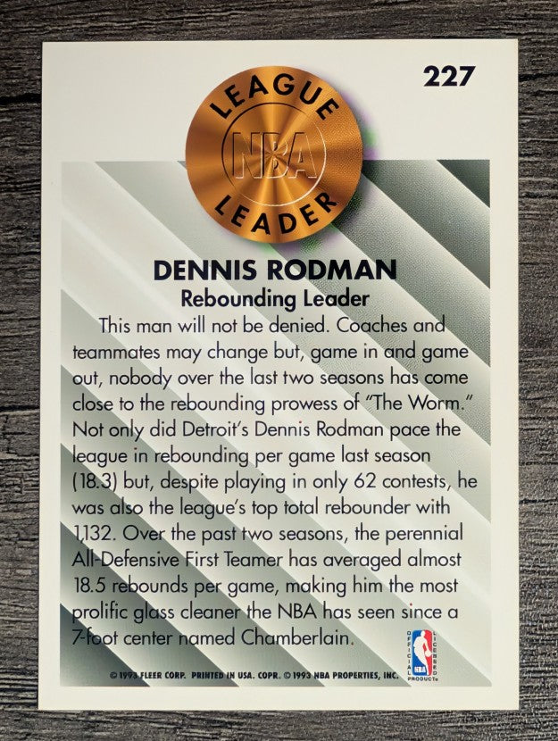 1993-94 Fleer #227 Dennis Rodman LL