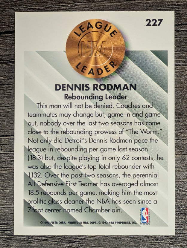 1993-94 Fleer #227 Dennis Rodman LL