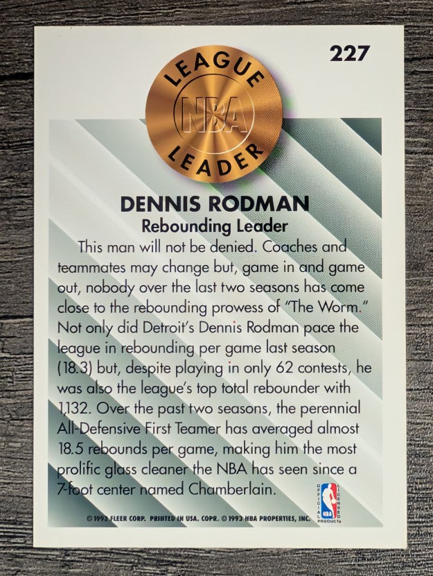 1993-94 Fleer #227 Dennis Rodman LL (NM)