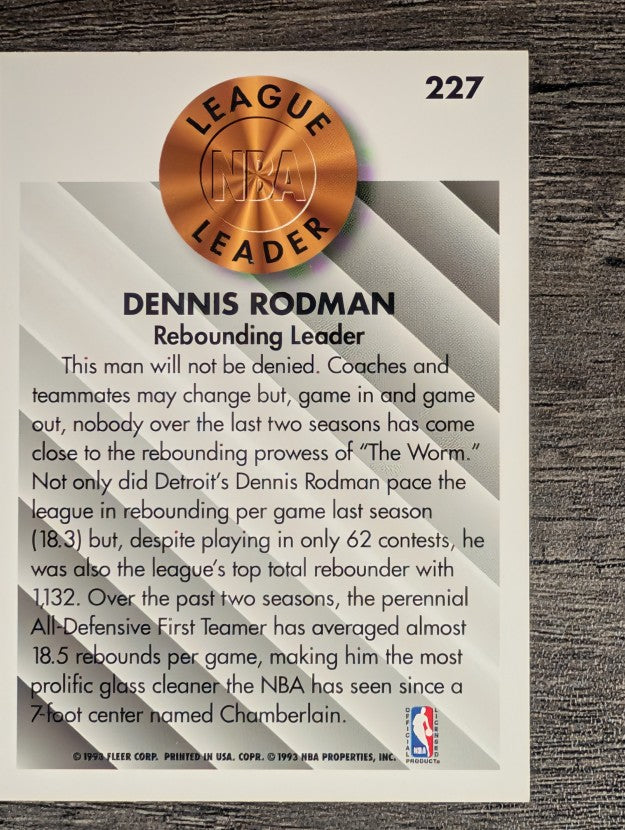 1993-94 Fleer #227 Dennis Rodman LL