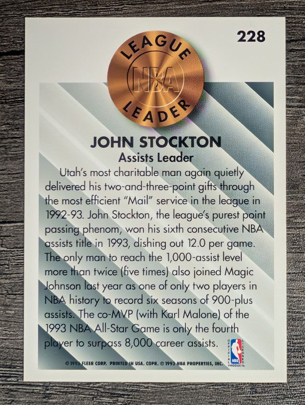 1993-94 Fleer #228 John Stockton LL