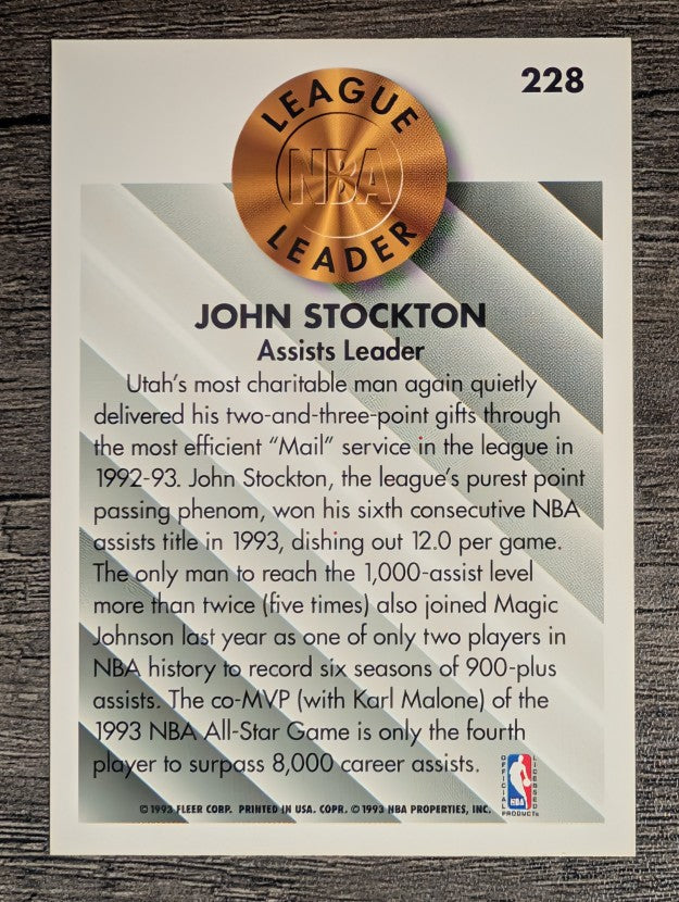 1993-94 Fleer #228 John Stockton LL