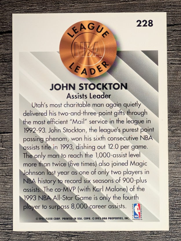 1993-94 Fleer #228 John Stockton LL