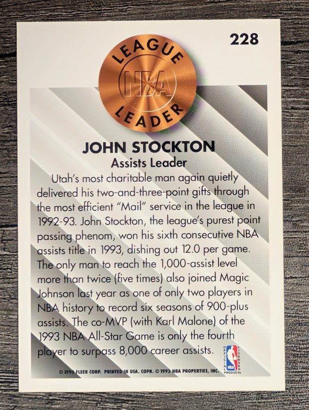1993-94 Fleer #228 John Stockton LL