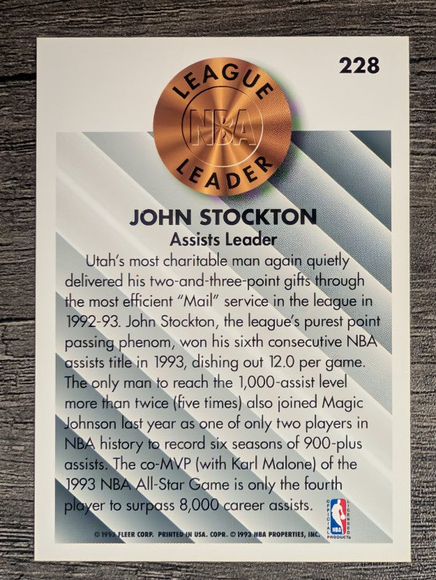 1993-94 Fleer #228 John Stockton LL