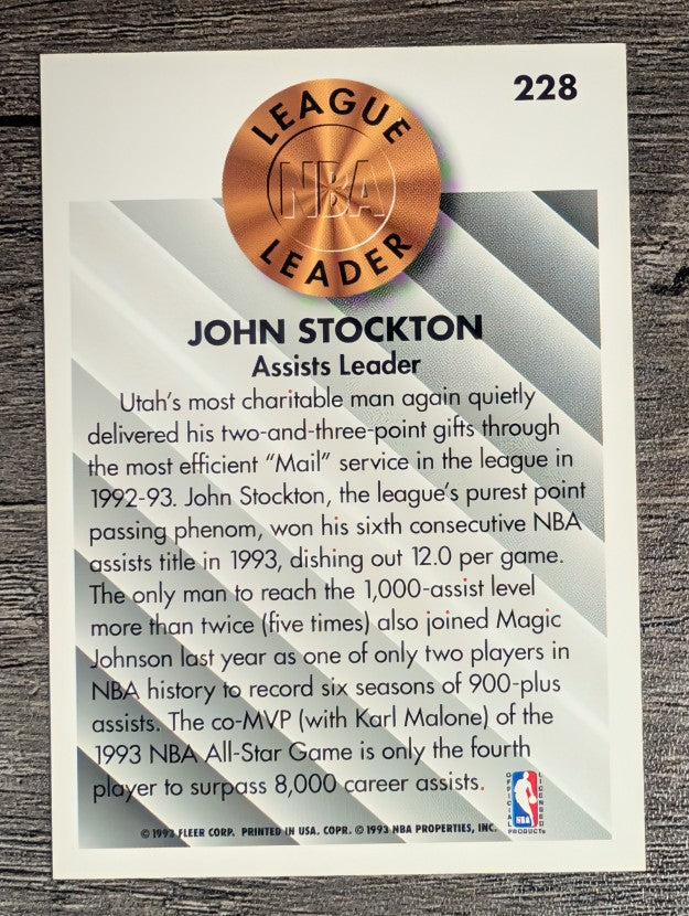1993-94 Fleer #228 John Stockton LL (NM)