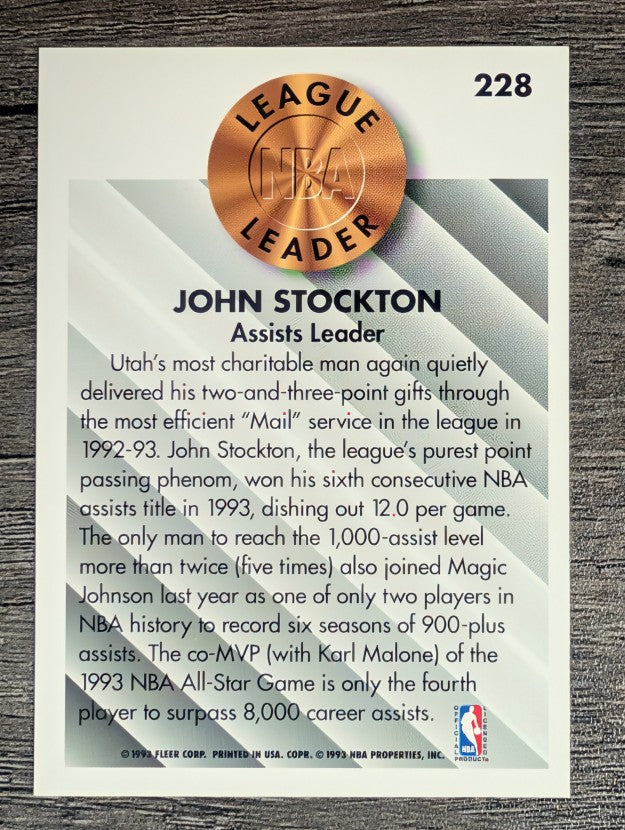 1993-94 Fleer #228 John Stockton LL (NM)