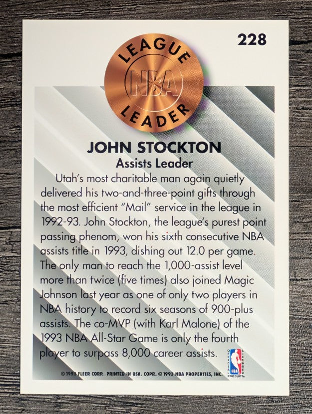 1993-94 Fleer #228 John Stockton LL (NM)