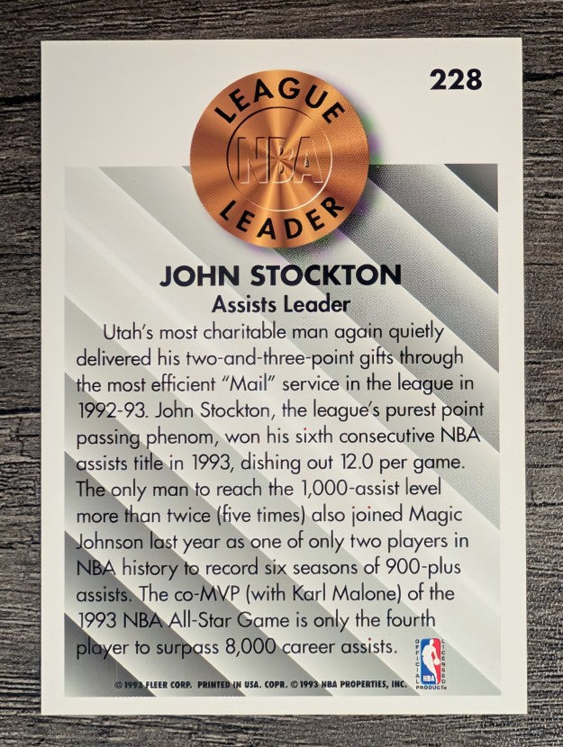 1993-94 Fleer #228 John Stockton LL