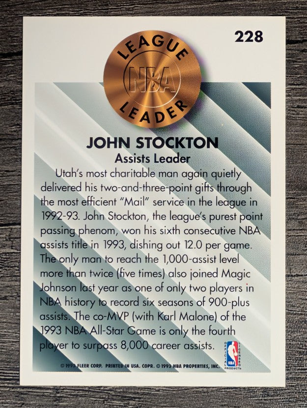 1993-94 Fleer #228 John Stockton LL