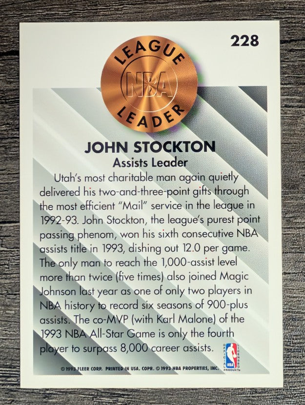 1993-94 Fleer #228 John Stockton LL