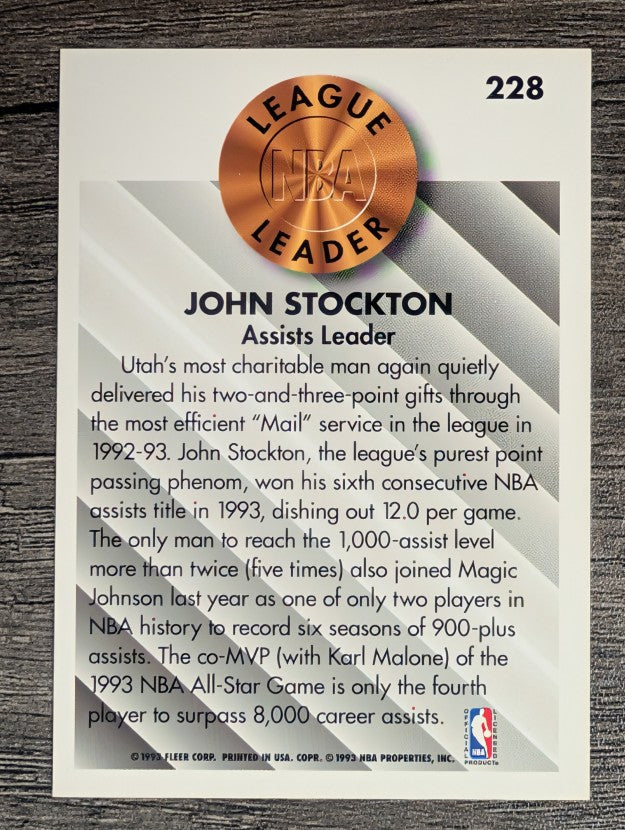 1993-94 Fleer #228 John Stockton LL (NM)