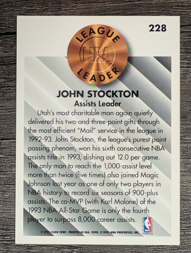 1993-94 Fleer #228 John Stockton LL
