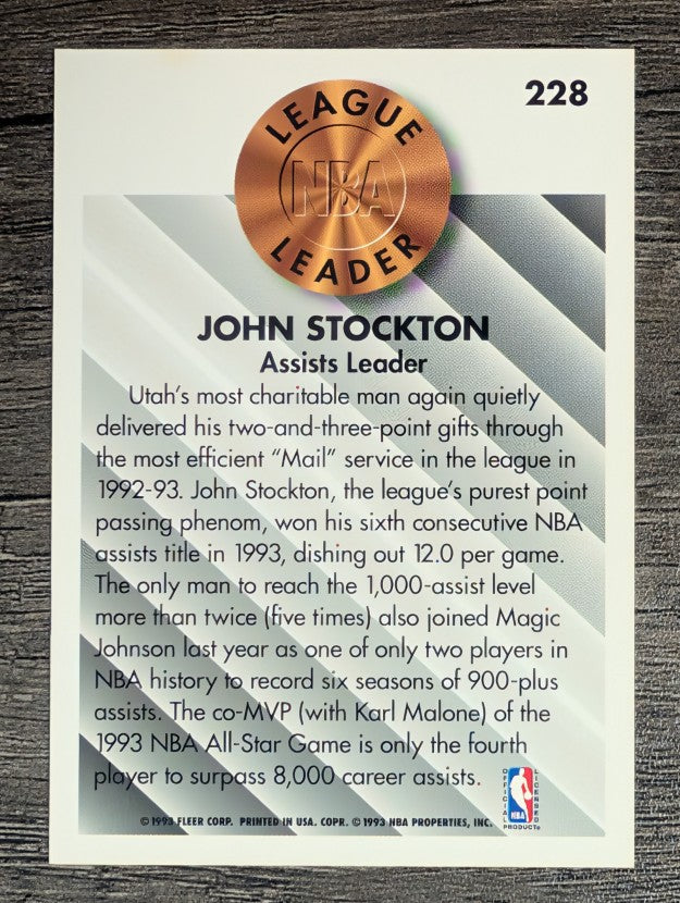 1993-94 Fleer #228 John Stockton LL