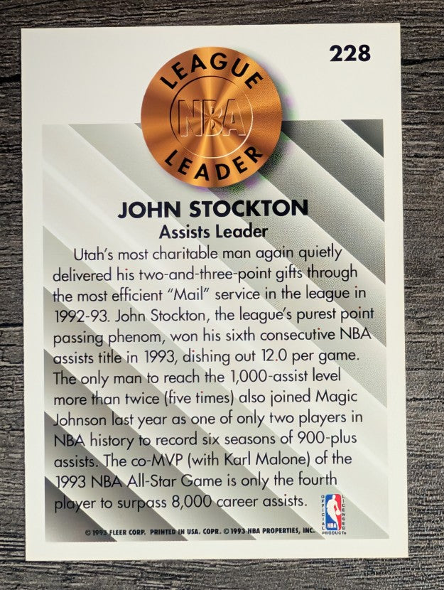 1993-94 Fleer #228 John Stockton LL