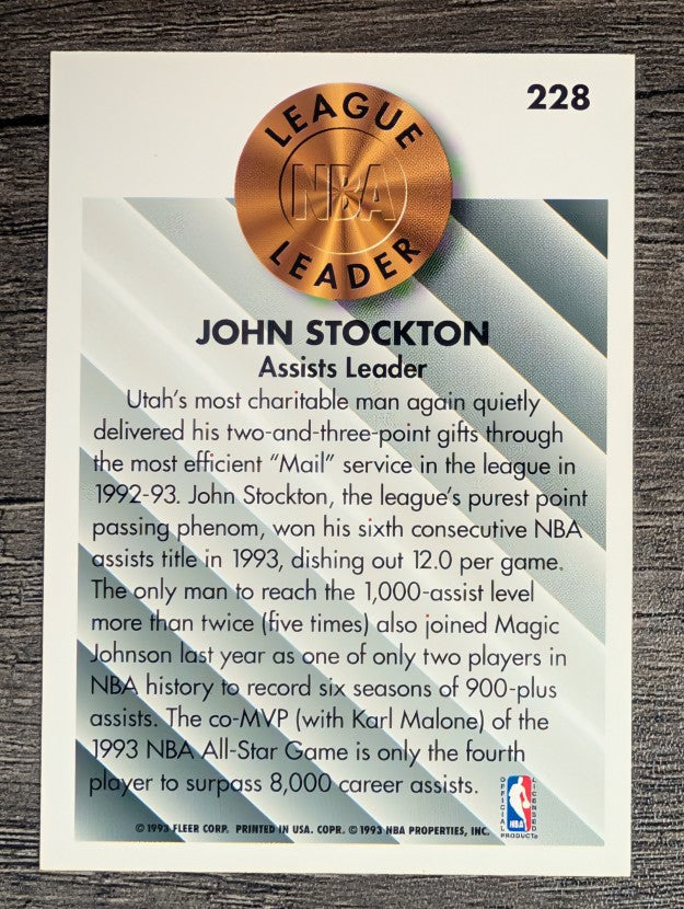 1993-94 Fleer #228 John Stockton LL