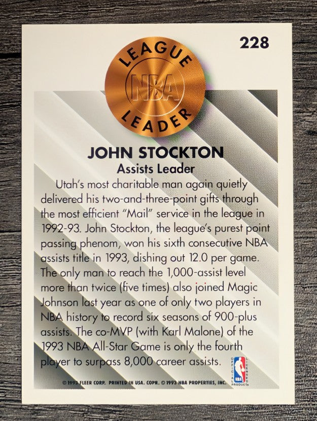 1993-94 Fleer #228 John Stockton LL