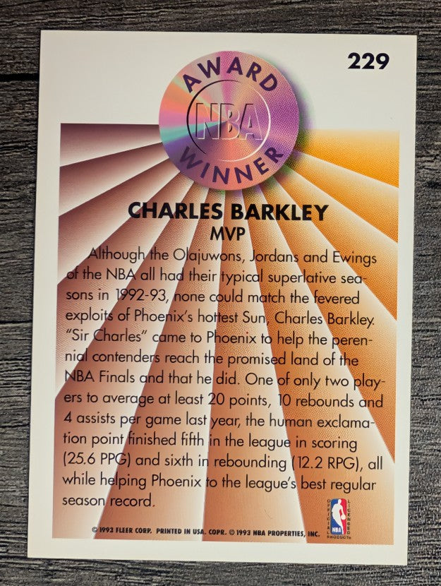 1993-94 Fleer #229 Charles Barkley AW (NM)