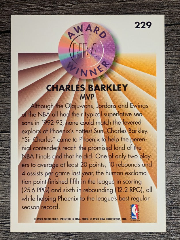 1993-94 Fleer #229 Charles Barkley AW