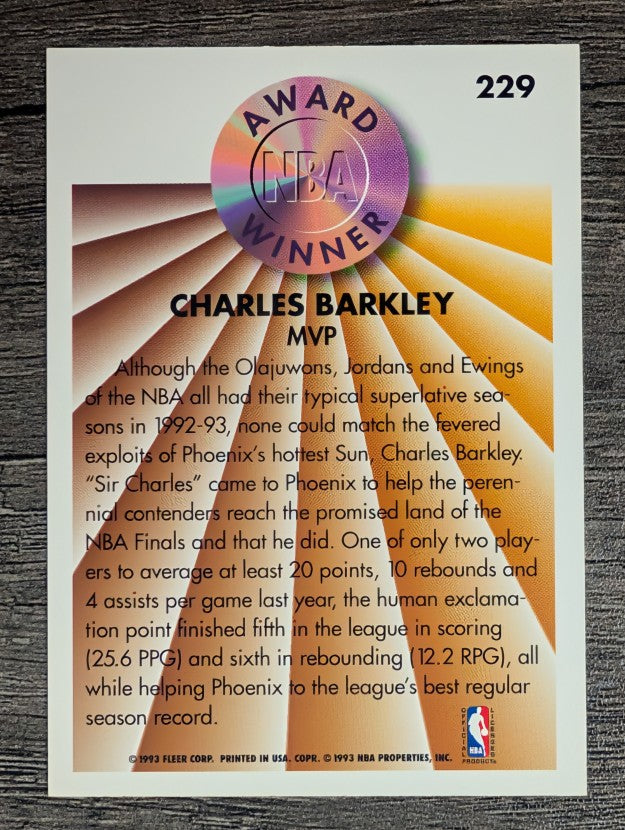 1993-94 Fleer #229 Charles Barkley AW