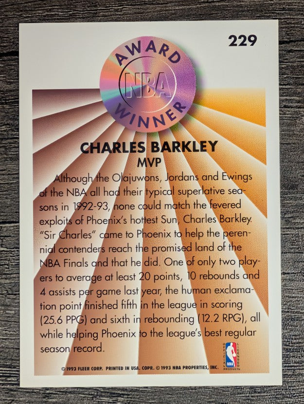 1993-94 Fleer #229 Charles Barkley AW
