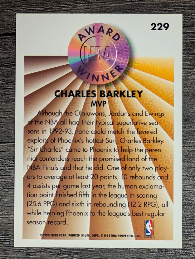 1993-94 Fleer #229 Charles Barkley AW