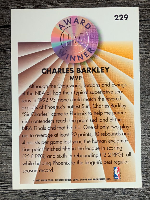 1993-94 Fleer #229 Charles Barkley AW (NM)