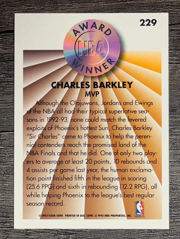 1993-94 Fleer #229 Charles Barkley AW