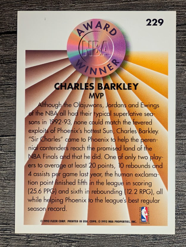 1993-94 Fleer #229 Charles Barkley AW (NM)