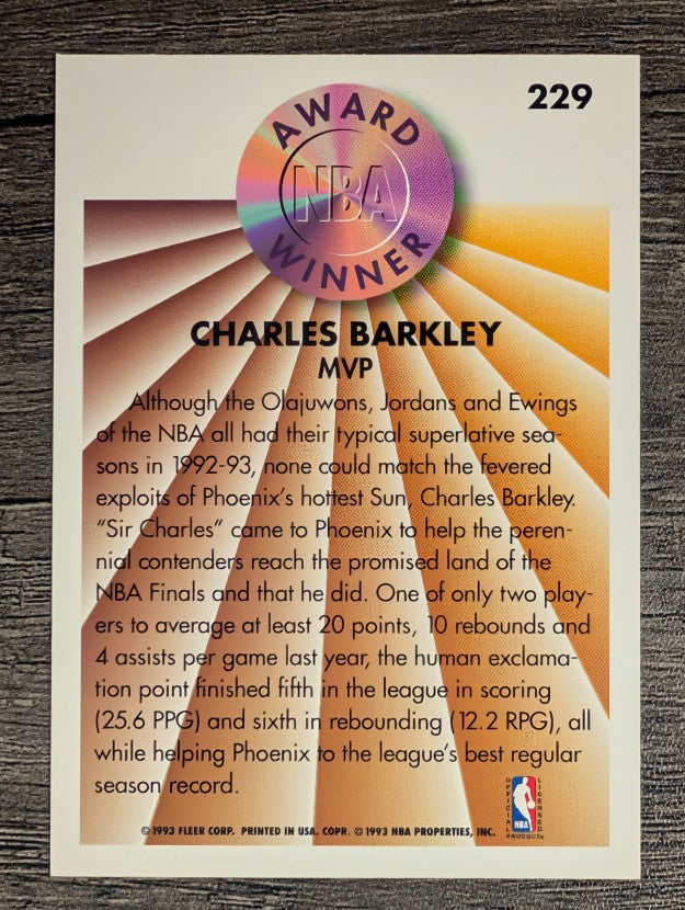 1993-94 Fleer #229 Charles Barkley AW