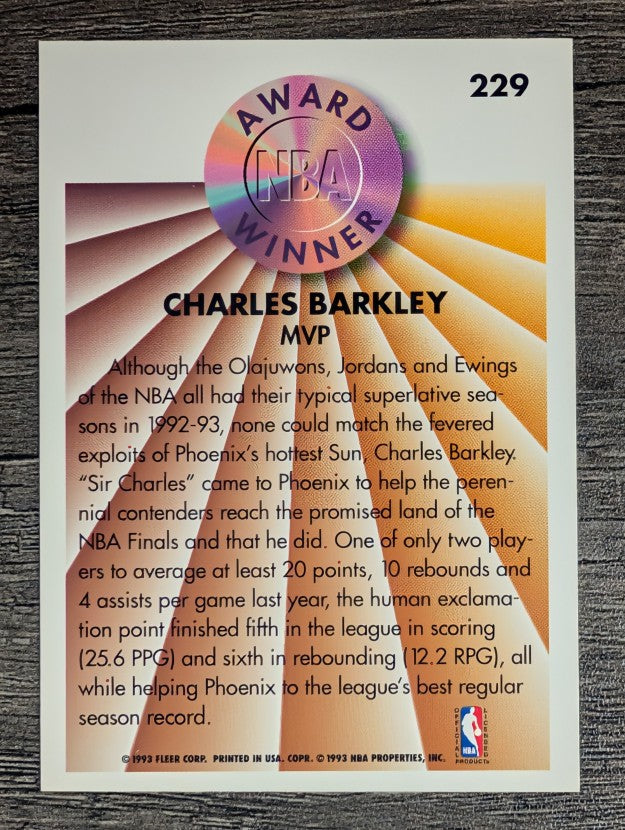 1993-94 Fleer #229 Charles Barkley AW