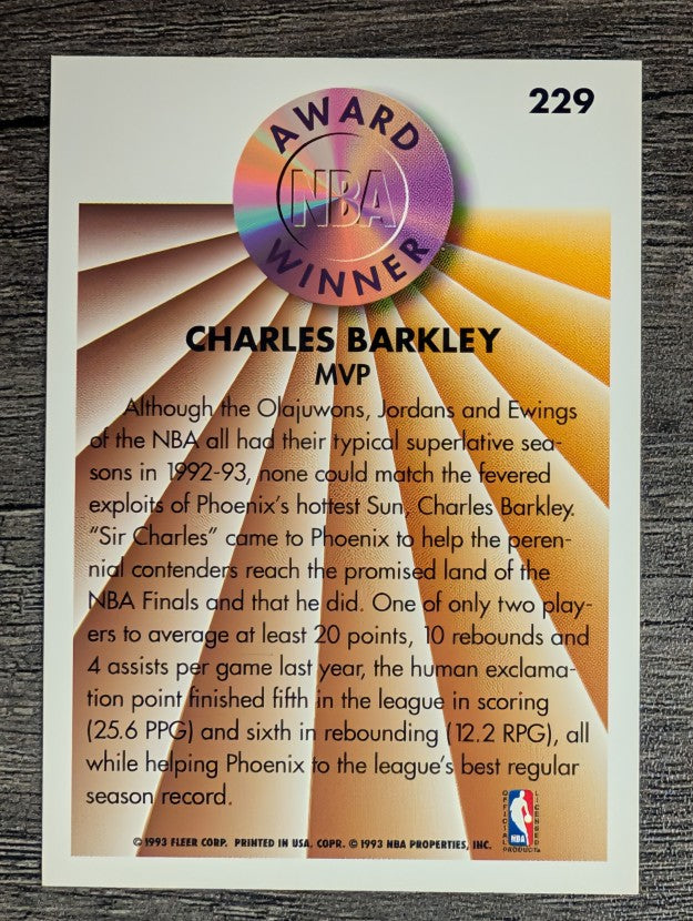 1993-94 Fleer #229 Charles Barkley AW