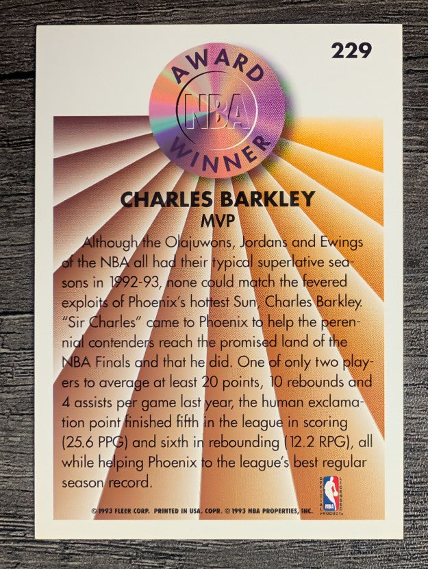 1993-94 Fleer #229 Charles Barkley AW