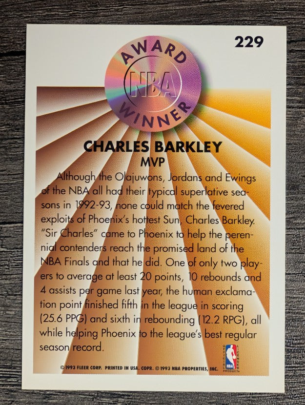1993-94 Fleer #229 Charles Barkley AW
