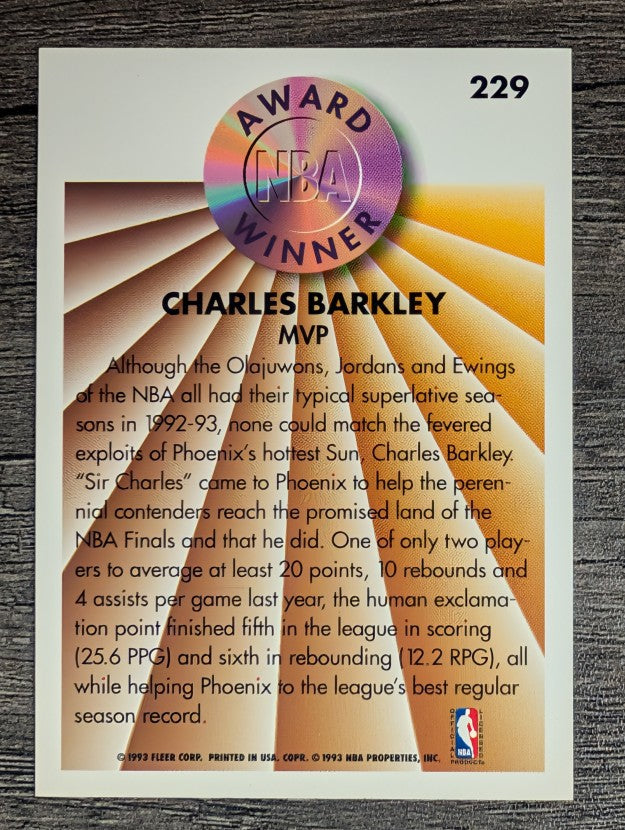 1993-94 Fleer #229 Charles Barkley AW