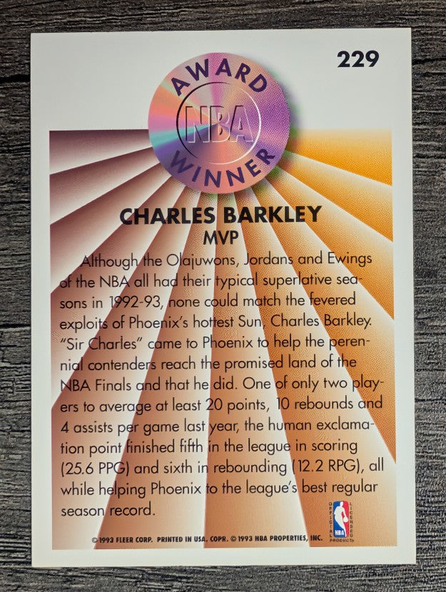 1993-94 Fleer #229 Charles Barkley AW