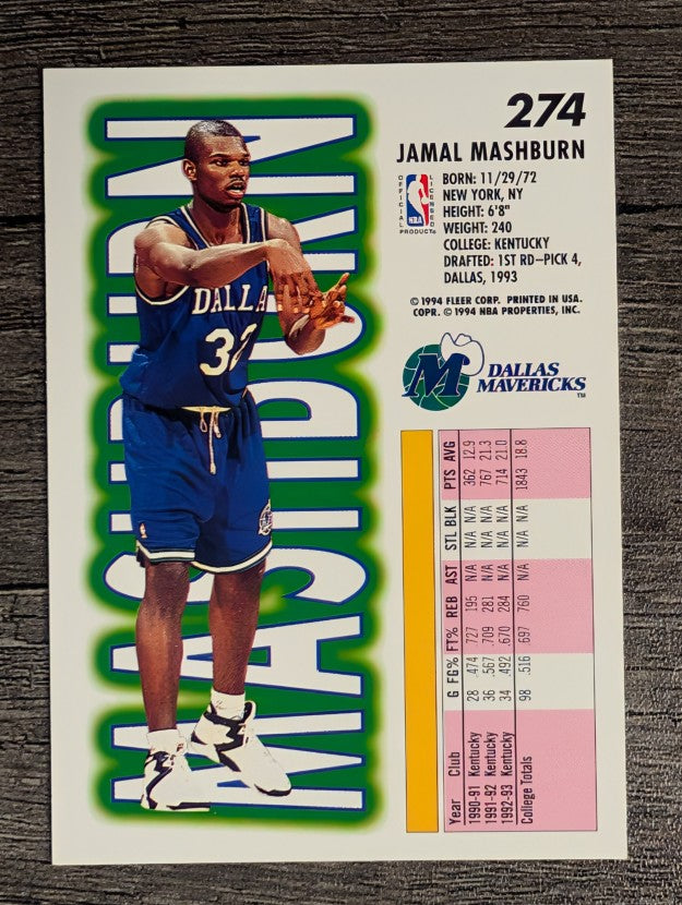 1993-94 Fleer #274 Jamal Mashburn RC