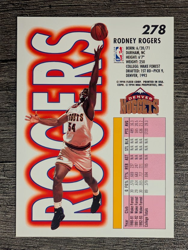 1993-94 Fleer #278 Rodney Rogers RC