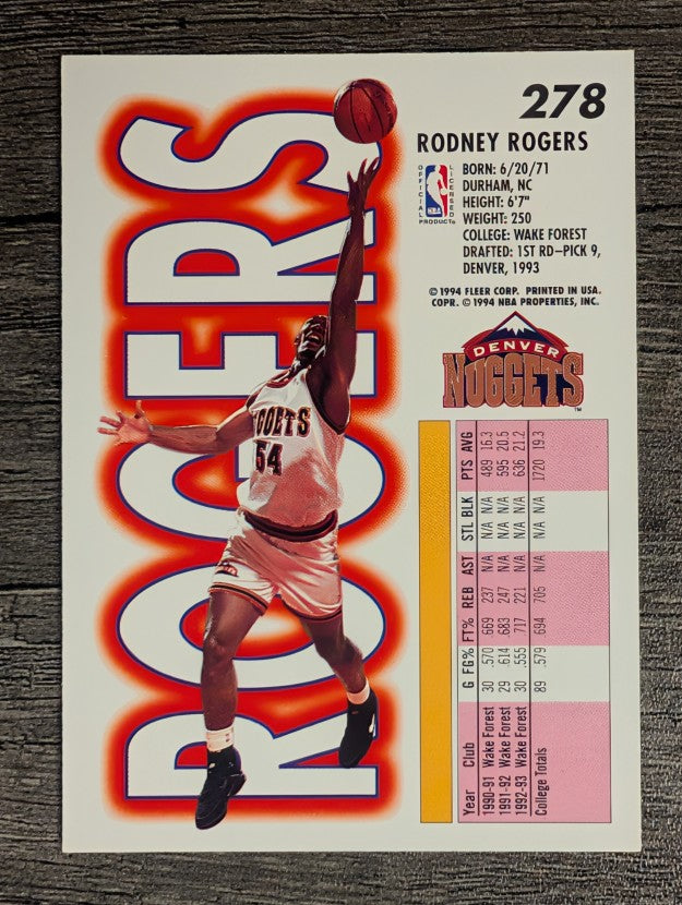 1993-94 Fleer #278 Rodney Rogers RC