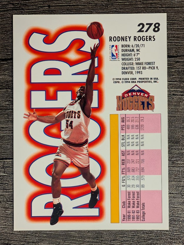 1993-94 Fleer #278 Rodney Rogers RC